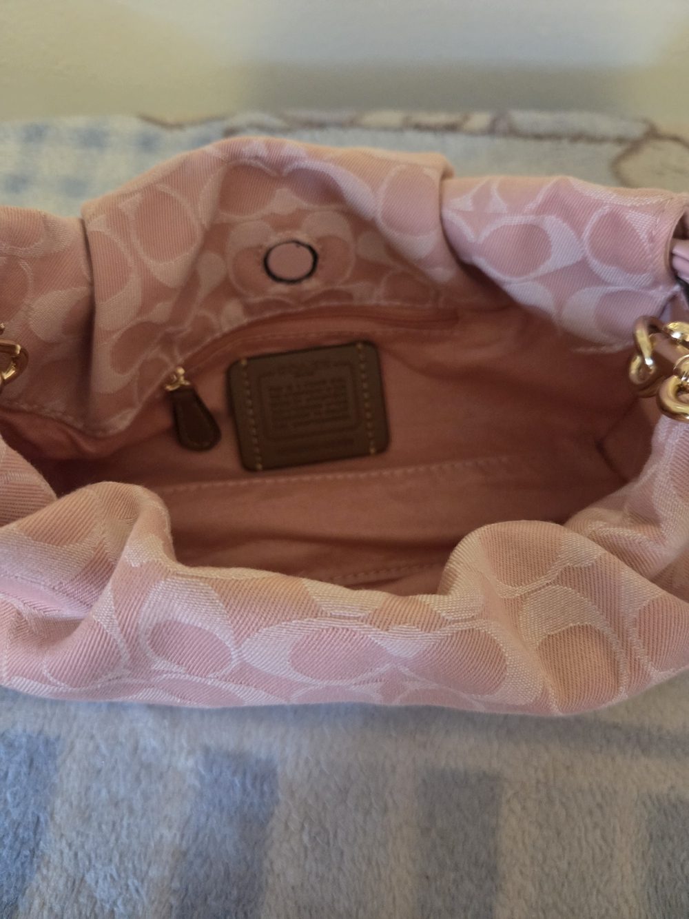 Coach Pink Denim Signature Shoulder Bag - Picture 5 of 6